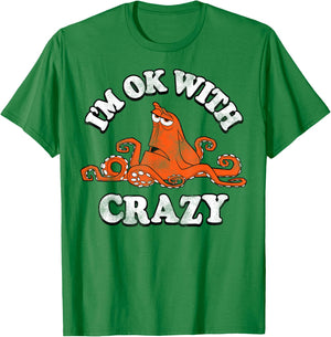 Disney Pixar Finding Dory Hank I'm Ok With Crazy Vintage T-Shirt - T-Shirt | Irish Green
