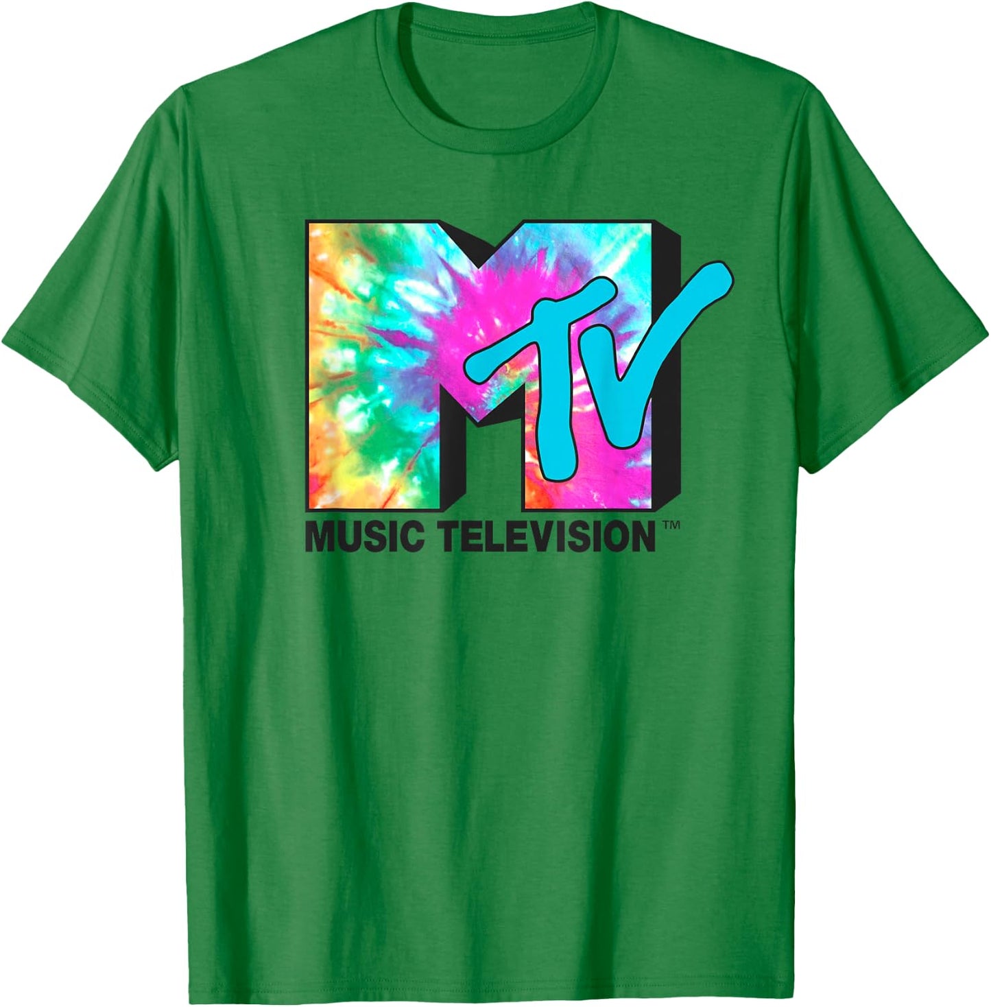 MTV Bright Rainbow Tie Dye Logo Small T-Shirt - T-Shirt | Irish Green