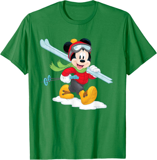 Disney Mickey Mouse Winter Ski Adventure T-Shirt - T-Shirt | Irish Green