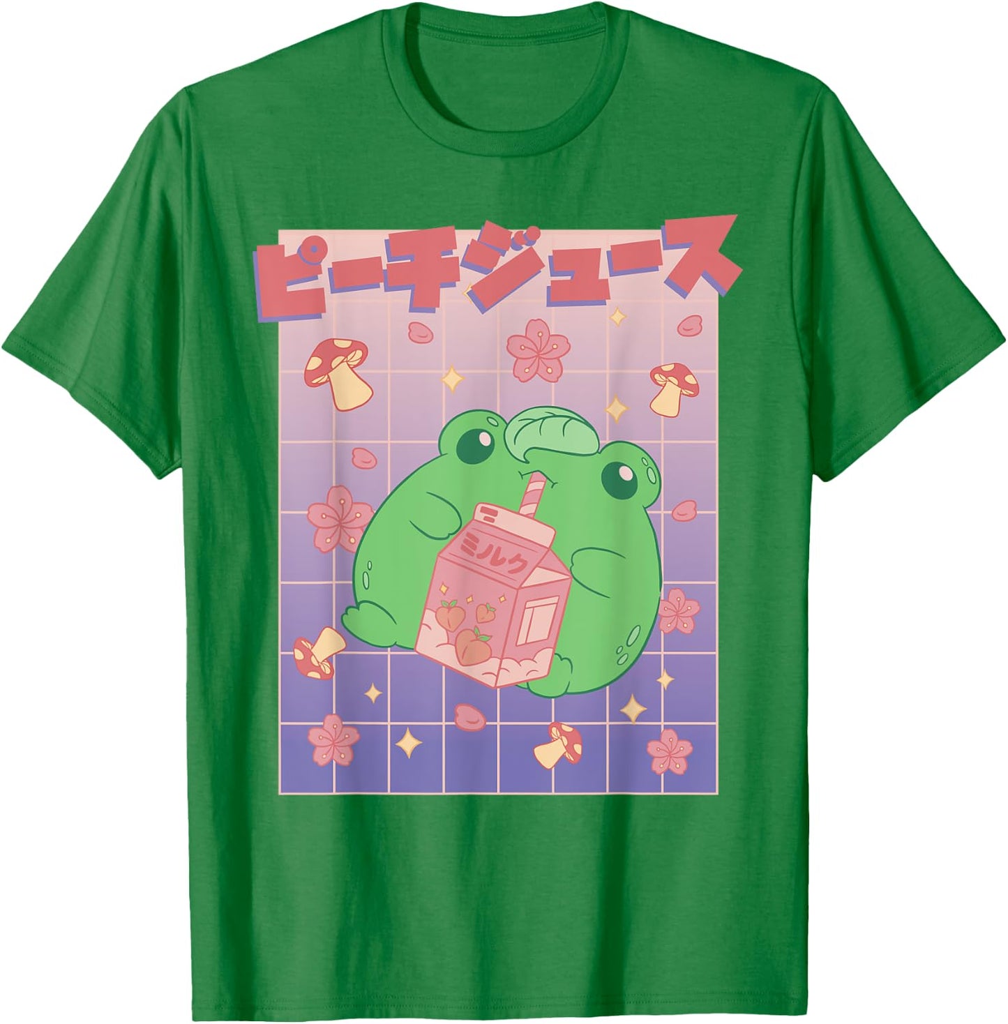 Kawaii Frog Peach Milk Carton Cute Japanese Aesthetic T-Shirt - T-Shirt | Irish Green