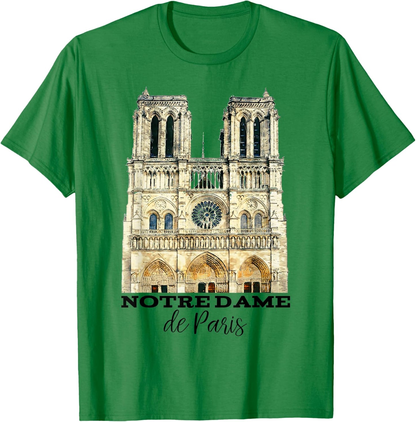 Notre-Dame de Paris Souvenir Shirt France French Cathedral T-Shirt - T-Shirt | Irish Green