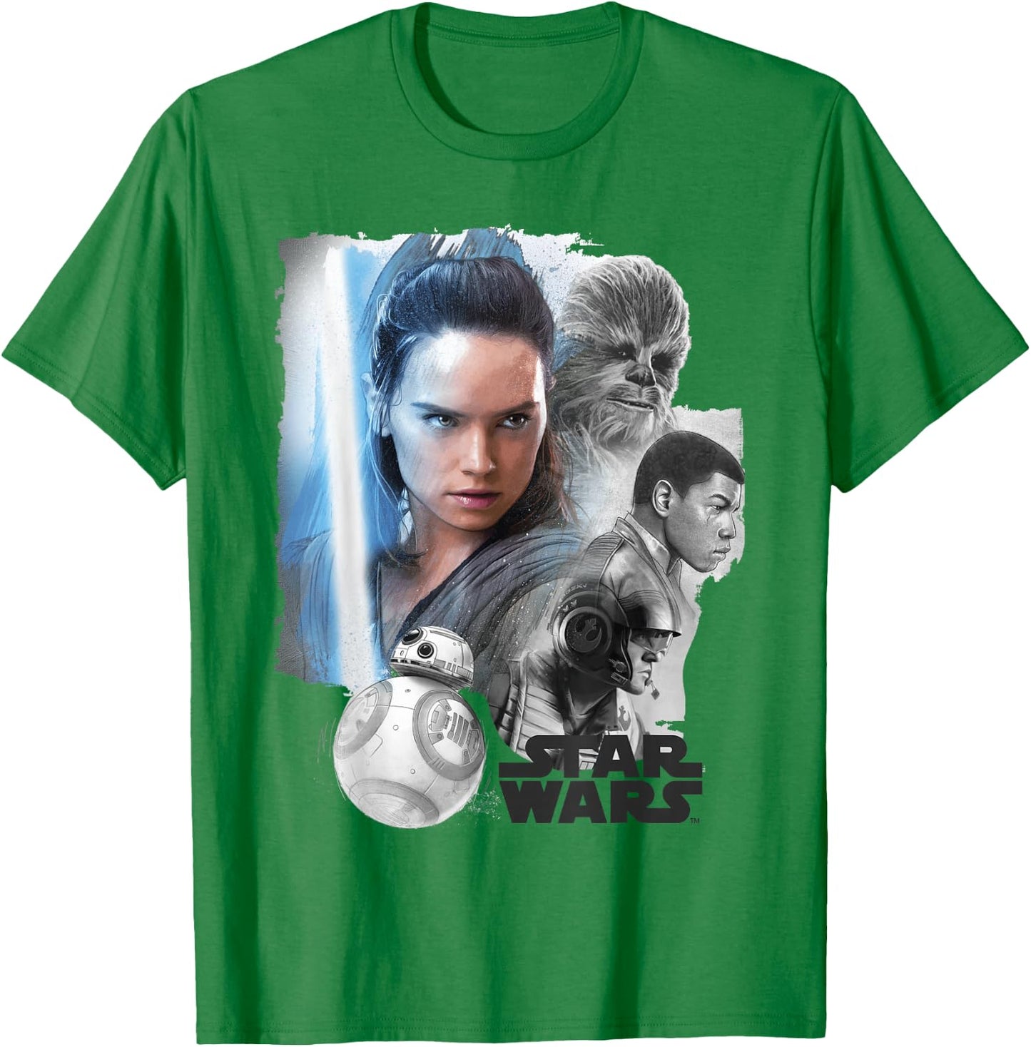 Star Wars Last Jedi Rey & the Team Are Ready Graphic T-Shirt - T-Shirt | Irish Green
