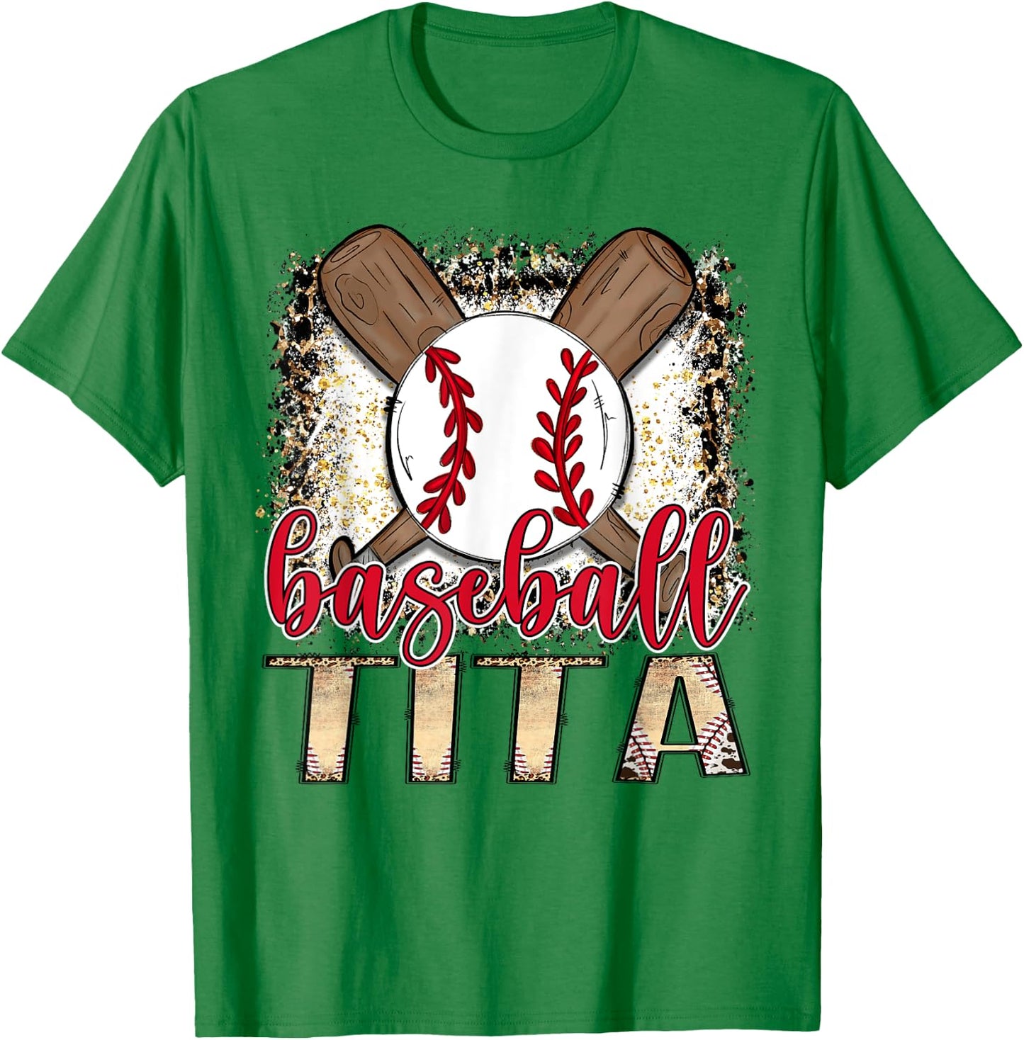 Baseball Tita Leopard Proud Ball Tita Game Day T-Shirt - T-Shirt | Irish Green