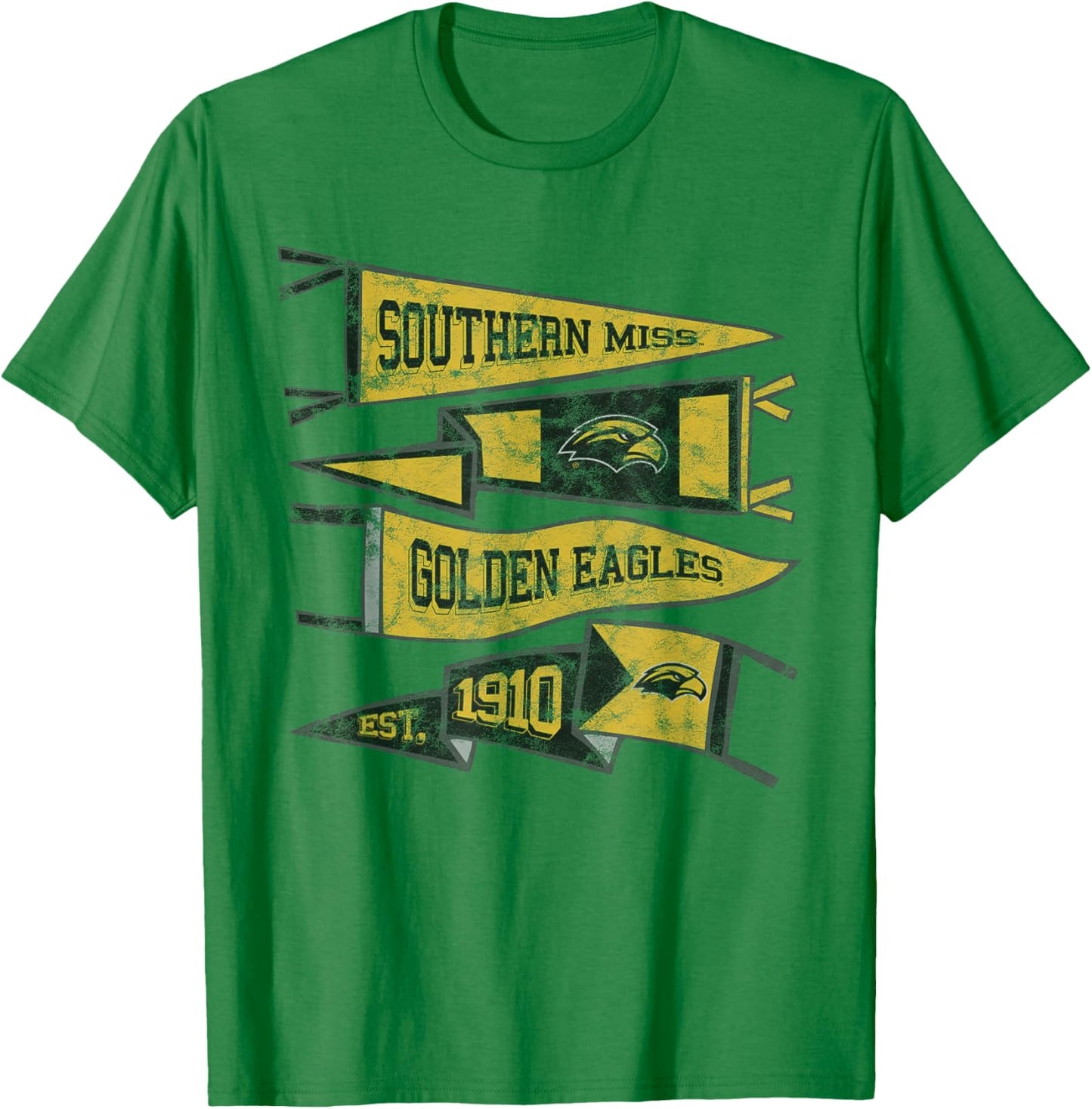 University of Southern Mississippi Golden Eagles Pennants T-Shirt - T-Shirt | Irish Green