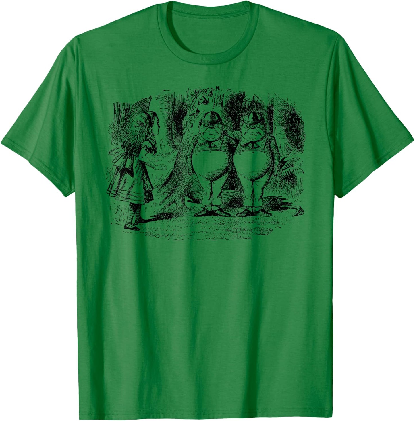 Alice Tweedle Dee and Tweedle Dum in Wonderland T-Shirt - T-Shirt | Irish Green