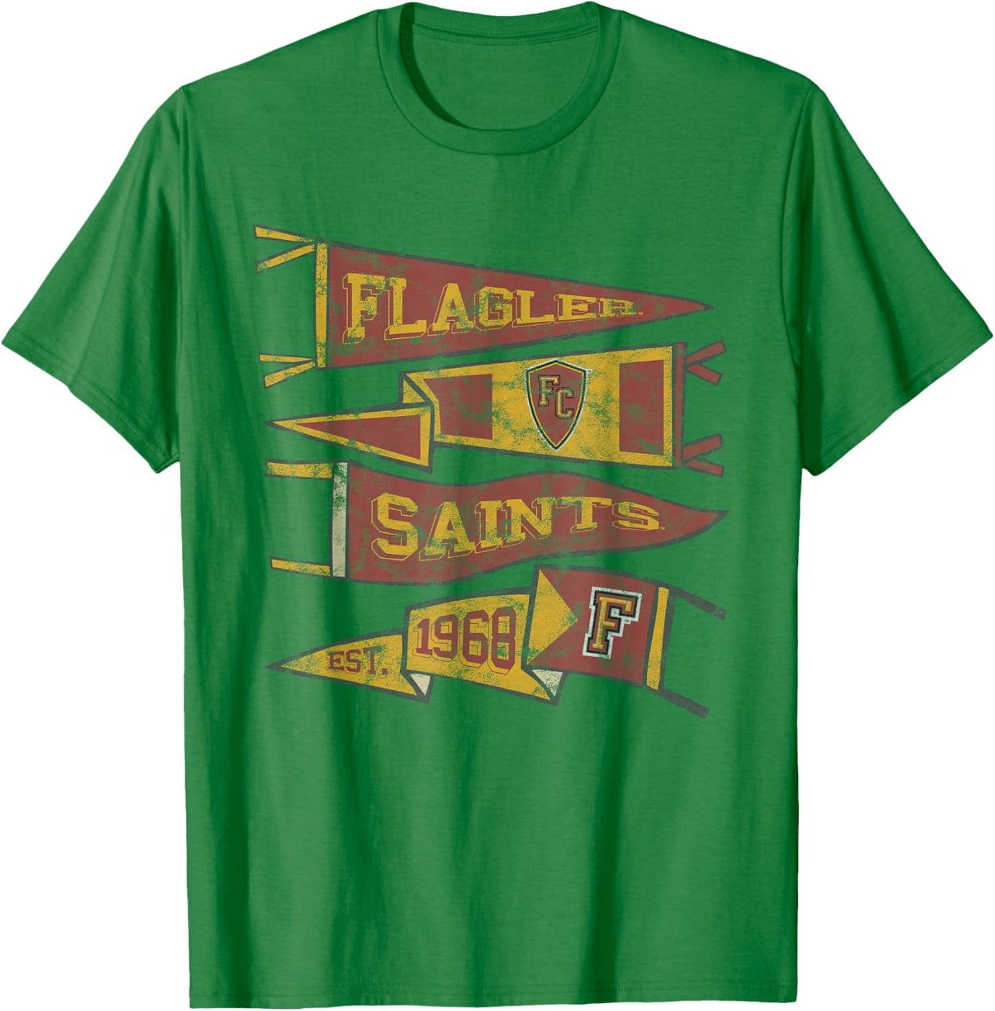 Flagler College Saints Distressed Pennants T-Shirt - T-Shirt | Irish Green