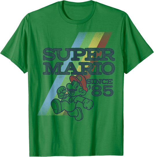 Nintendo Super Mario Retro Rainbow '85 Graphic T-Shirt - T-Shirt | Irish Green
