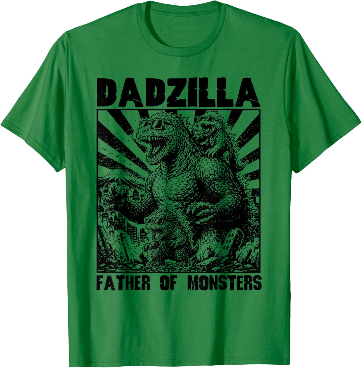 Dadzilla Father of Monsters Funny Dad T-Shirt - T-Shirt | Irish Green