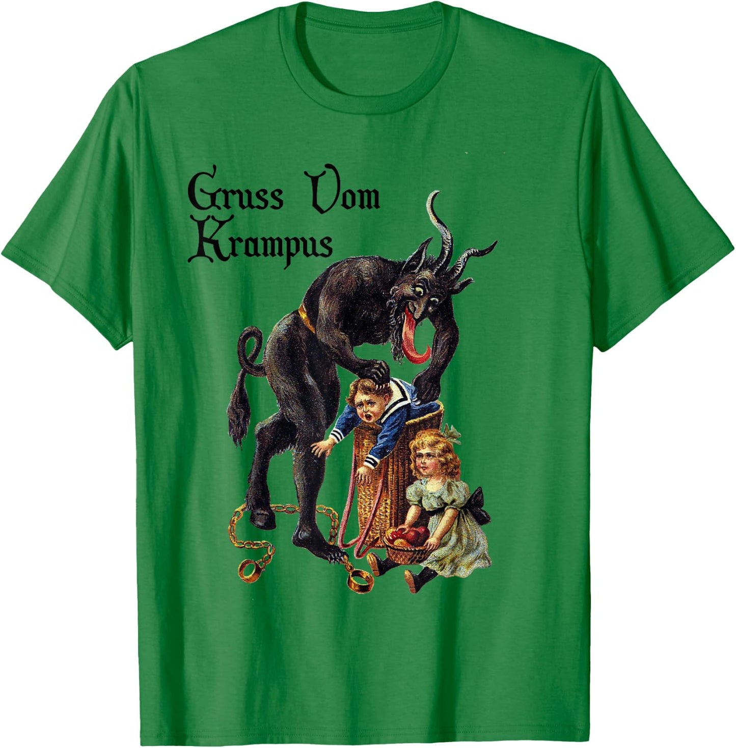 Santi Claus Greetings from Gruss Vom Krampus T-Shirt - T-Shirt | Irish Green