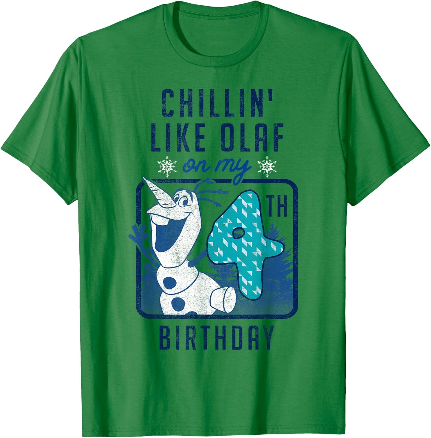 Disney Frozen Chillin' Like Olaf On My 4th Birthday T-Shirt - T-Shirt | Irish Green