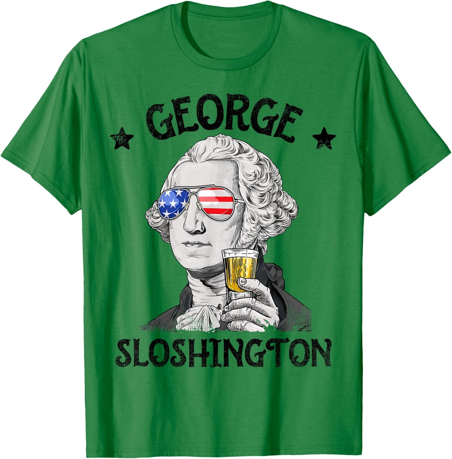 George Sloshington Washington 4th of July Men Women USA Flag T-Shirt - T-Shirt | Irish Green