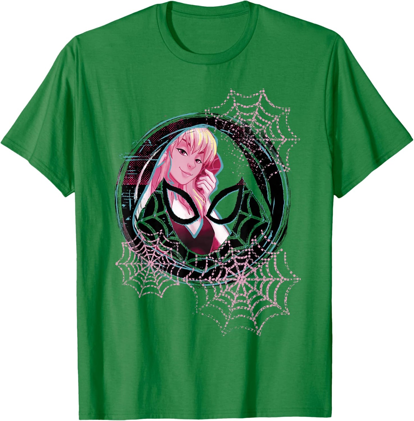 Marvel Ghost-Spider Gwen Background Badge Graphic T-Shirt - T-Shirt | Irish Green