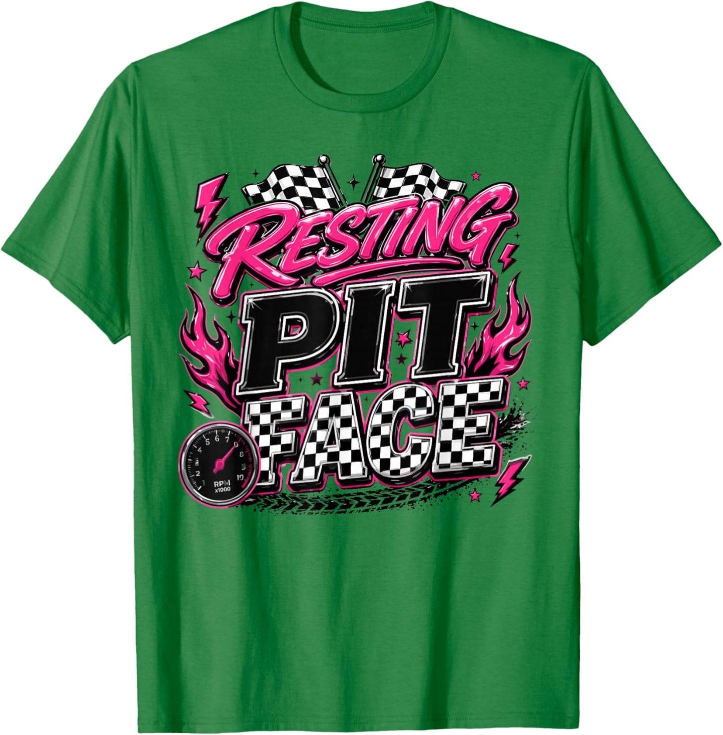 Funny Racing Car Checkered Flags Motorsport T-Shirt - T-Shirt | Irish Green
