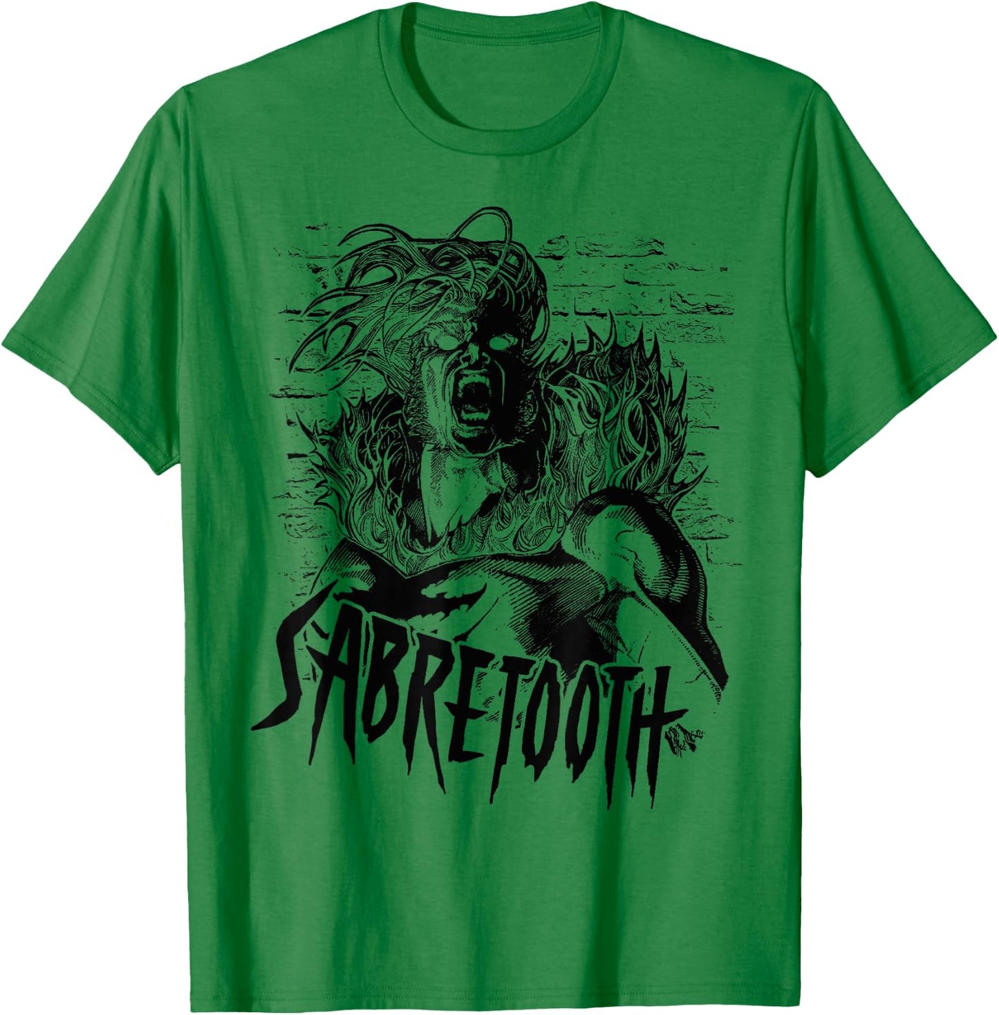 Marvel X-Men Sabretooth Tonal Blackout Graphic T-Shirt - T-Shirt | Irish Green