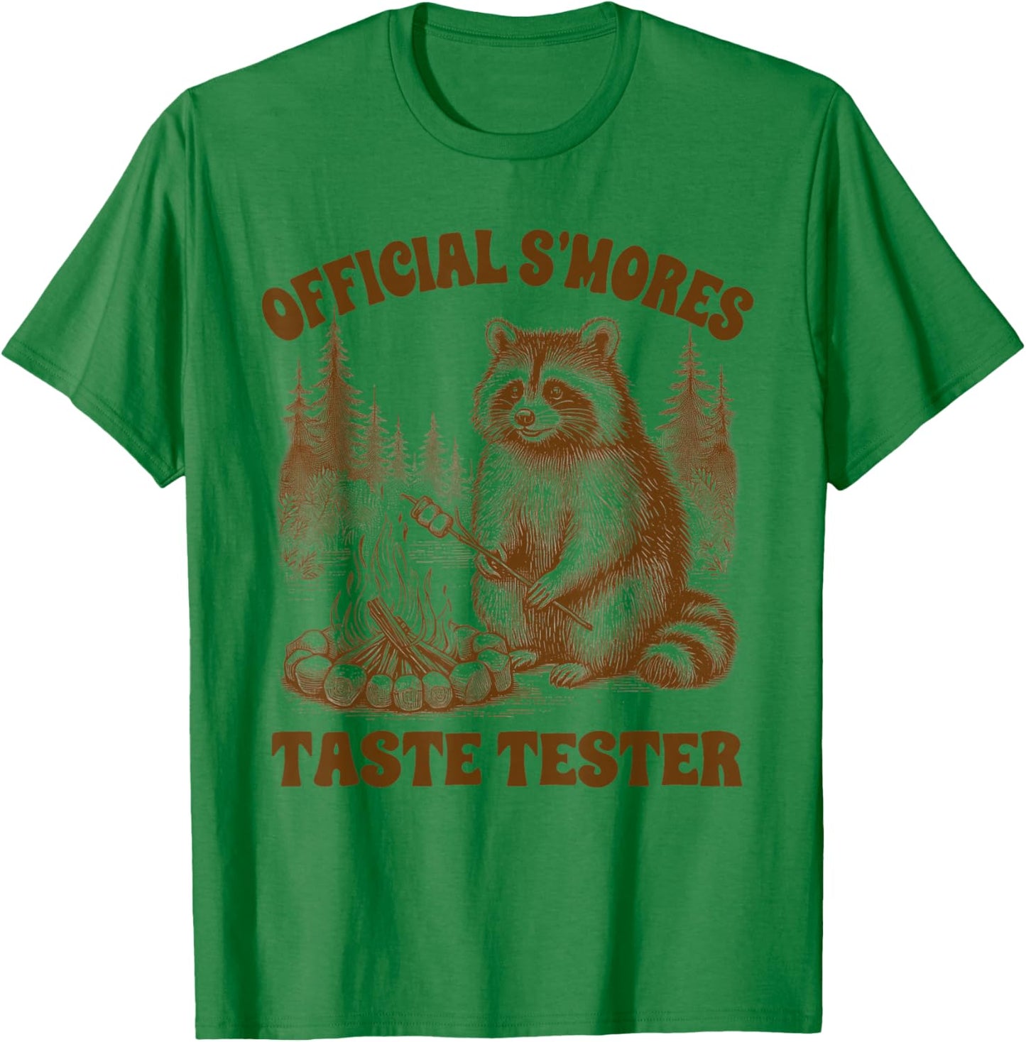 Camping Raccoon Hiking Official S'mores Taste Tester Outdoor T-Shirt - T-Shirt | Irish Green