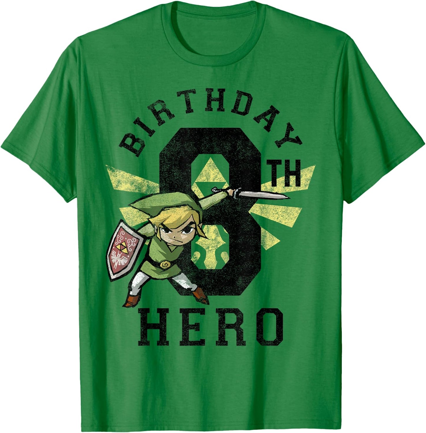 Legend Of Zelda Link 8th Birthday Hero Triforce Logo T-Shirt - T-Shirt | Irish Green