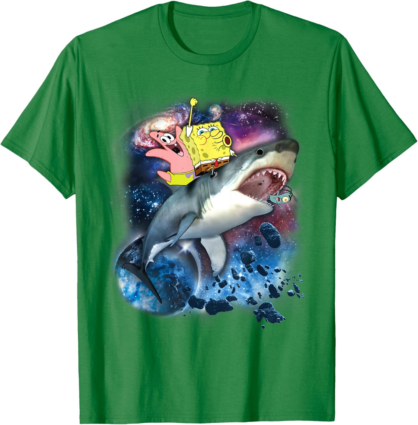 Spongebob SquarePants & Patrick Shark Riding T-Shirt - T-Shirt | Irish Green