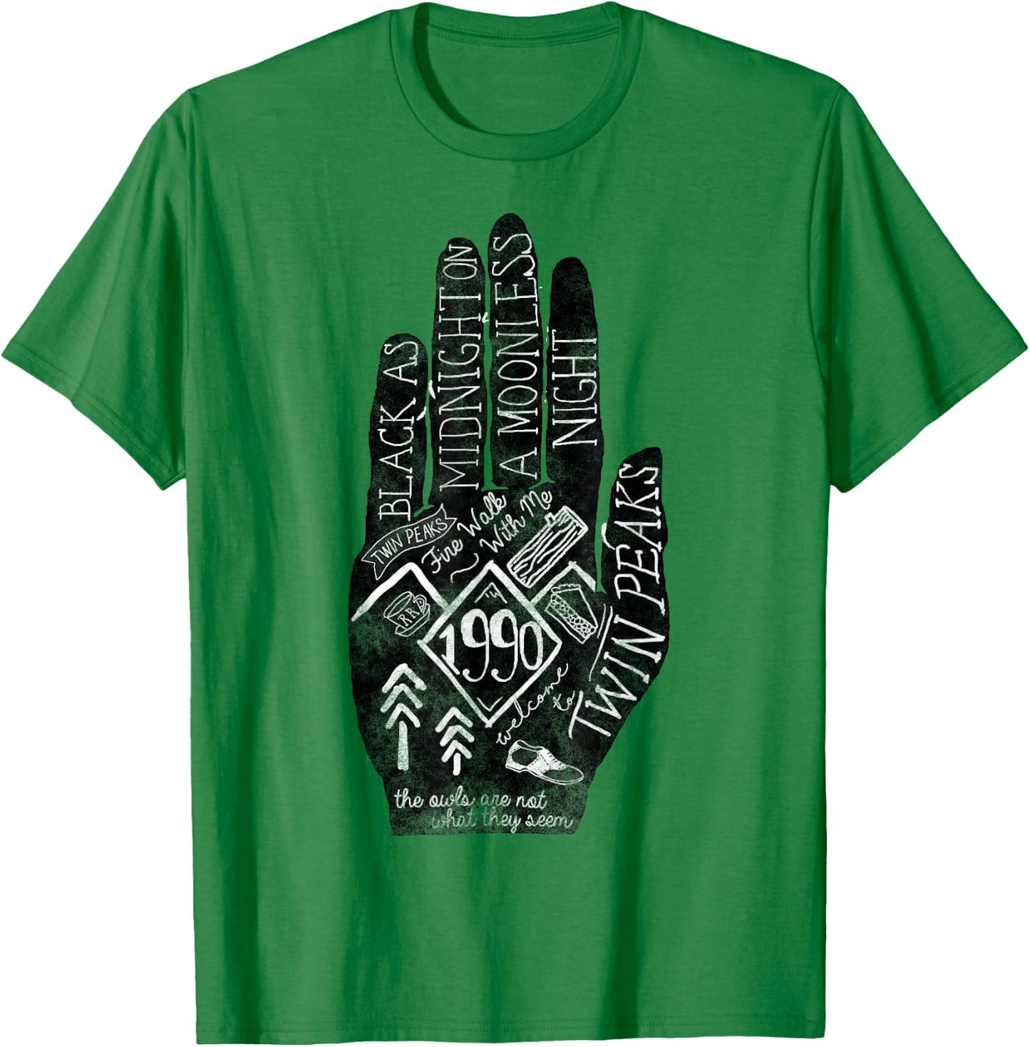 Twin Peaks Mystery Hand Symbols & Quotes Graphic T-Shirt - T-Shirt | Irish Green