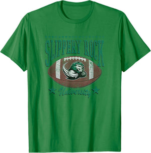 Slippery Rock The Rock Football Vintage Stars Gray T-Shirt - T-Shirt | Irish Green
