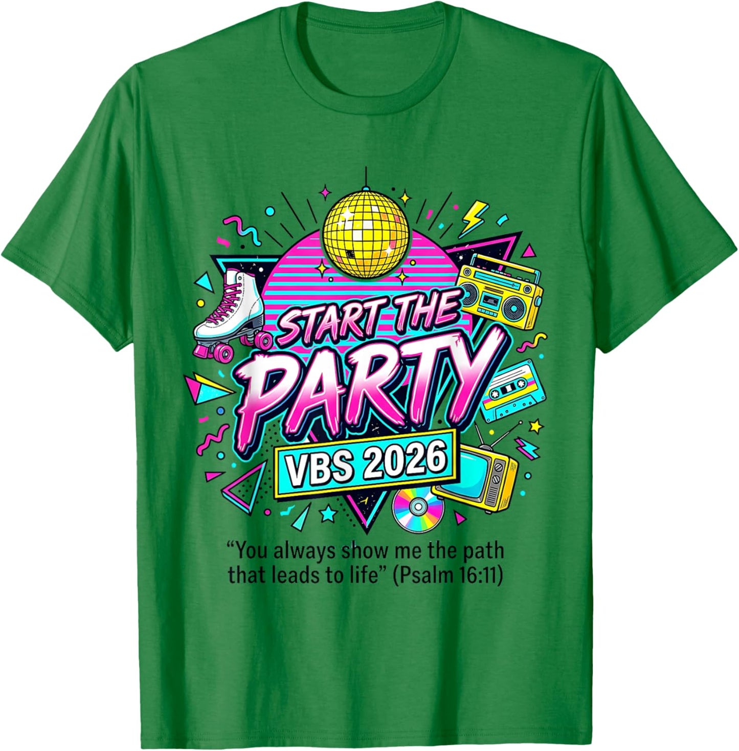 Vintage Start The Party VBS 2026 Boombox Music Teacher T-Shirt - T-Shirt | Irish Green