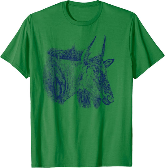 Wildebeest Picture for Wildebeest and Wildlife Fans T-Shirt - T-Shirt | Irish Green