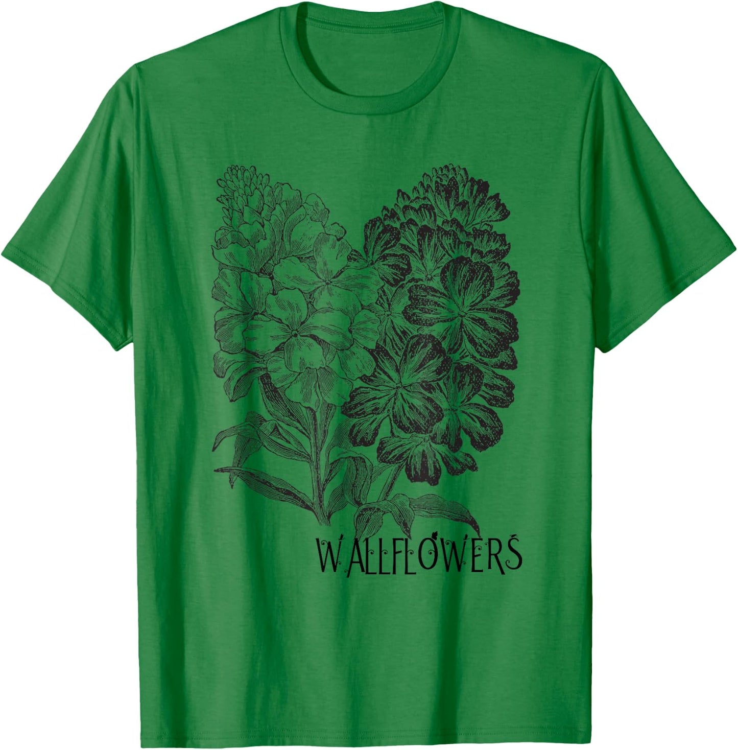 Wallflowers T Shirt Retro Antique Print Classic Bouquet T-Shirt - T-Shirt | Irish Green