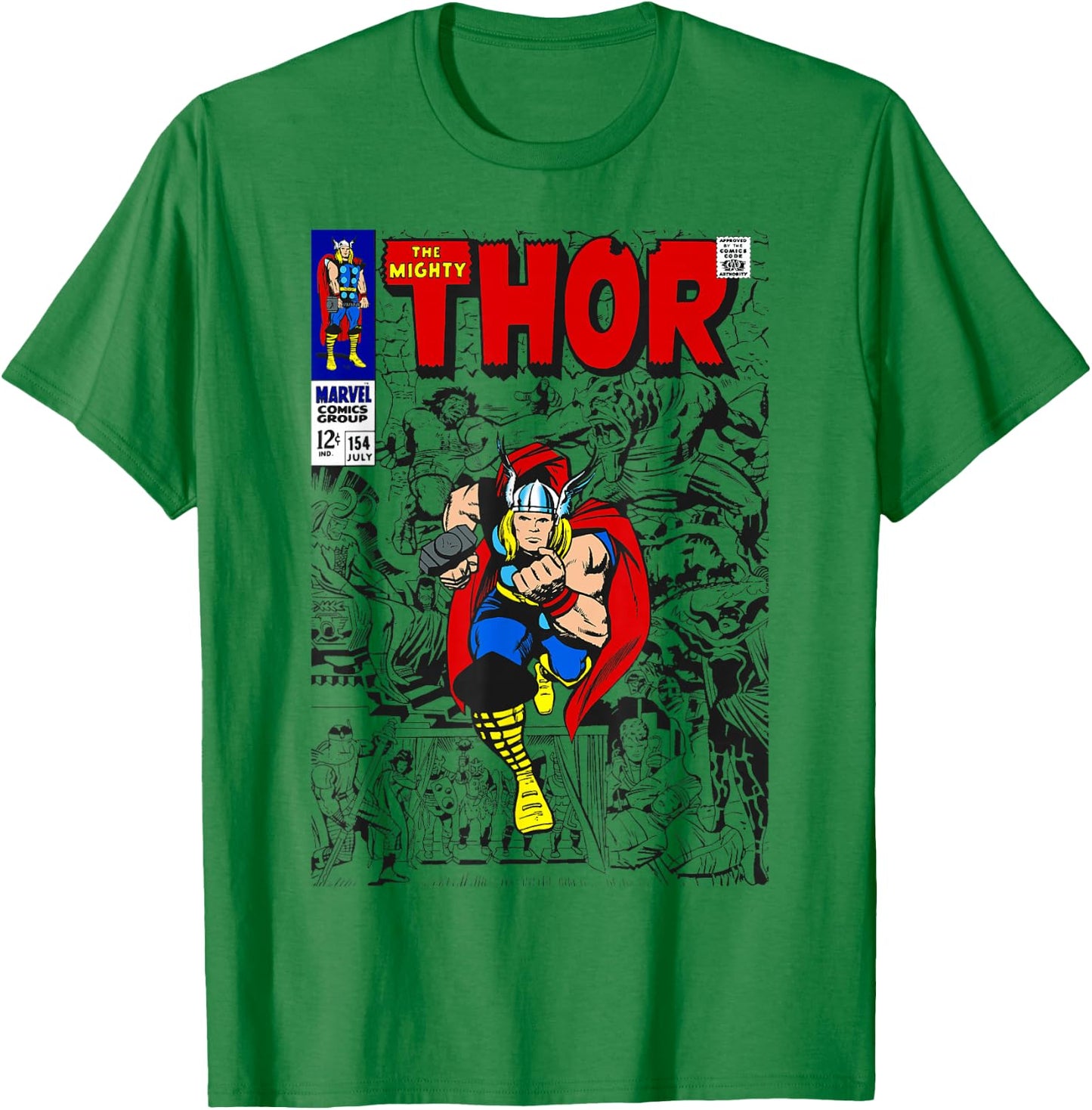 Marvel The Mighty Thor Retro Classic Comic Graphic T-Shirt - T-Shirt | Irish Green
