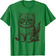 Funny Cat With Meow Sunglasses Cute Graphic T-Shirt - T-Shirt | Irish Green