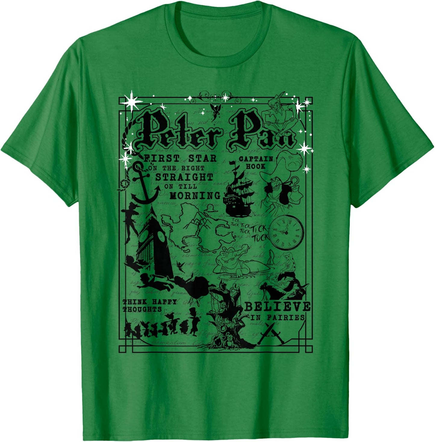 Disney Peter Pan A Traveler's Guide to Never Land T-Shirt - T-Shirt | Irish Green