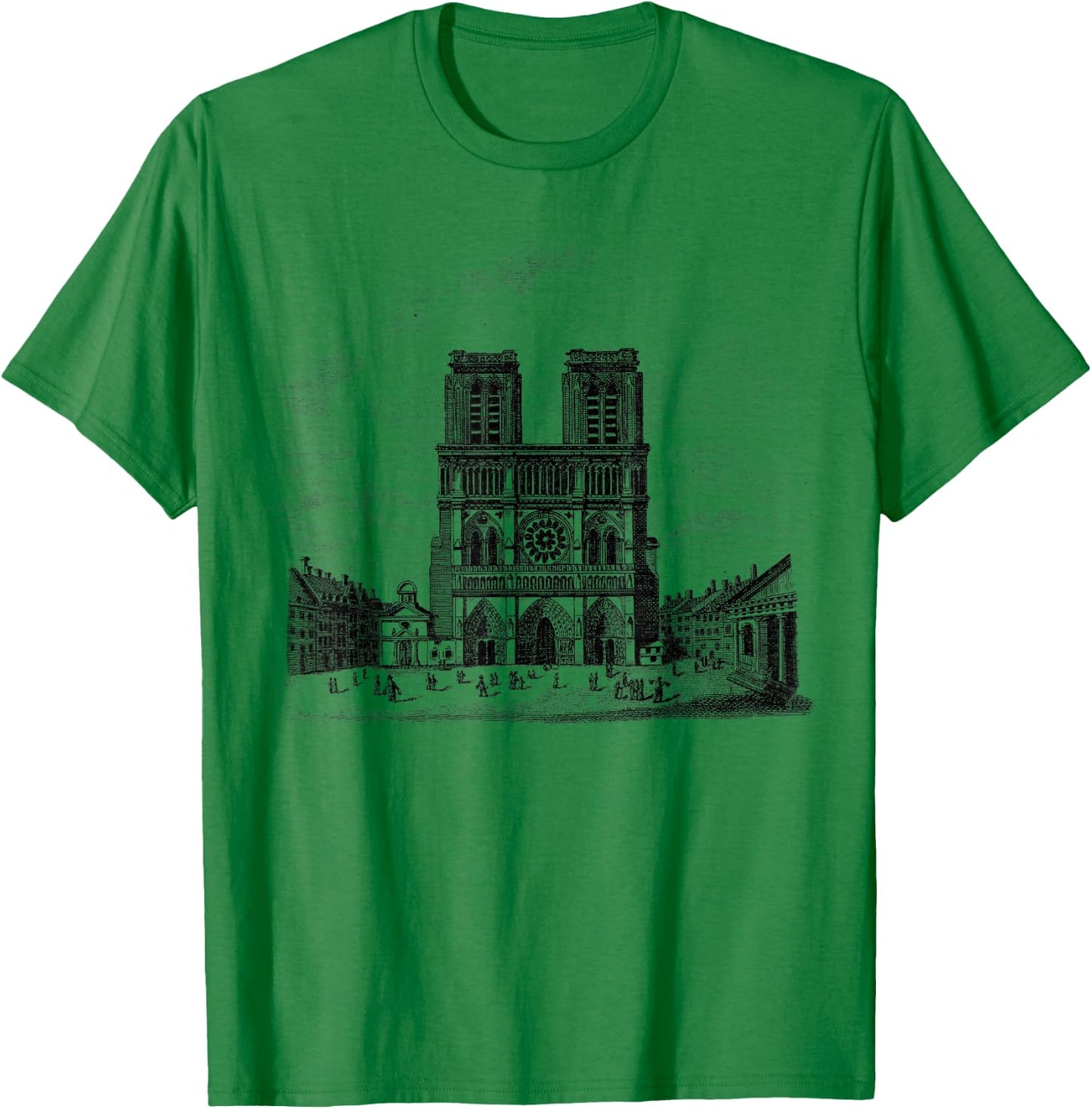 Notre Dame Paris France French Cathedral T-Shirt - T-Shirt | Irish Green