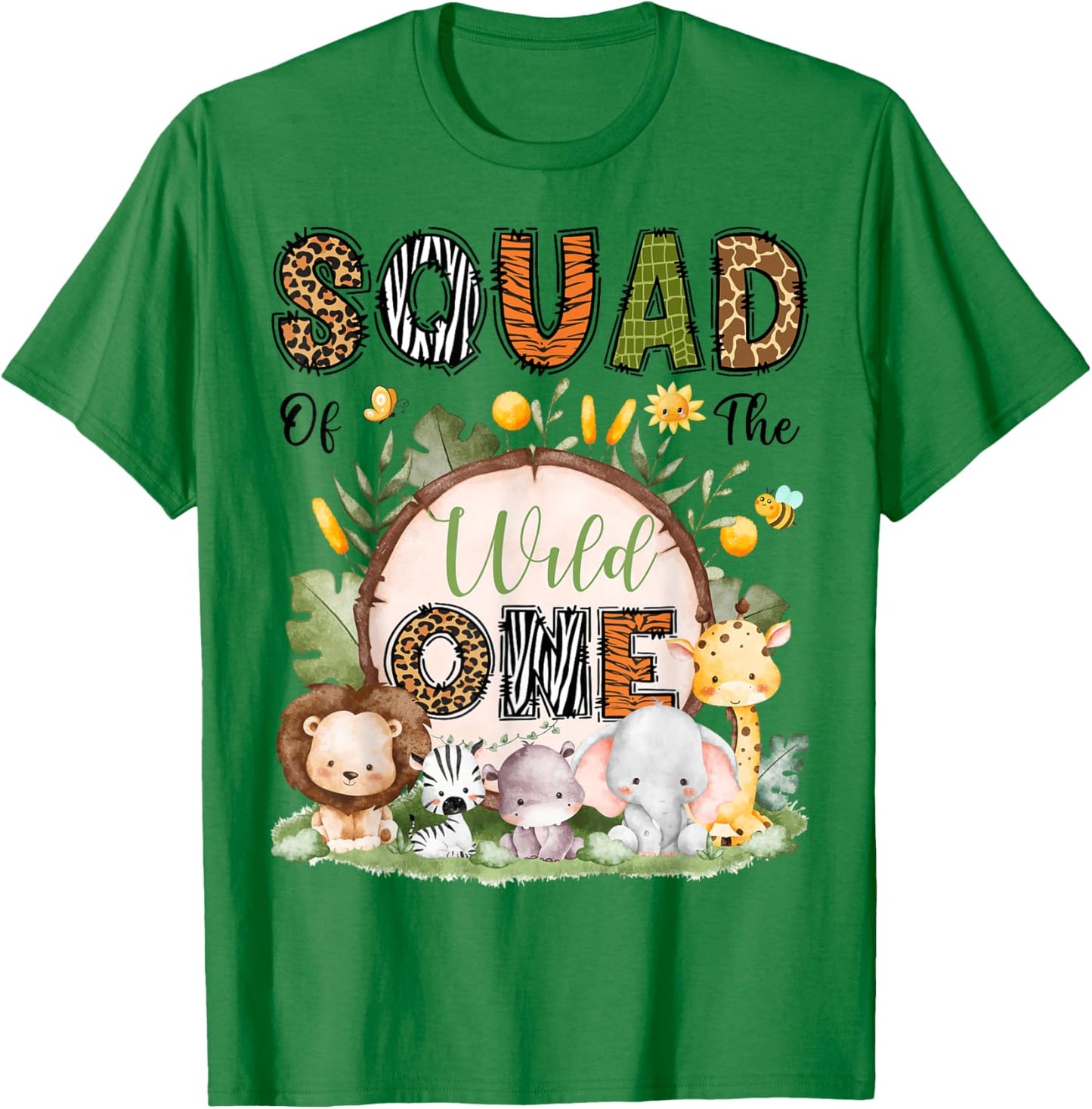 Squad Of The Wild One 1St Birthday Boy Safari Jungle T-Shirt - T-Shirt | Irish Green