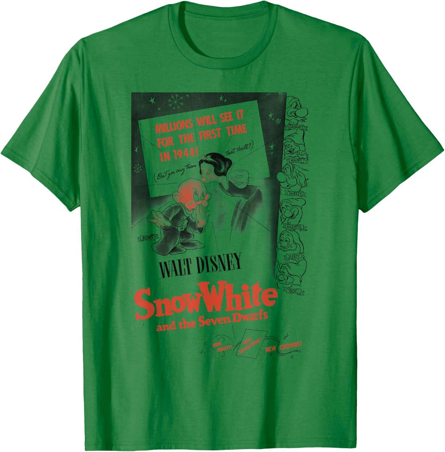 Disney Snow White Vintage Movie Poster T-Shirt - T-Shirt | Irish Green