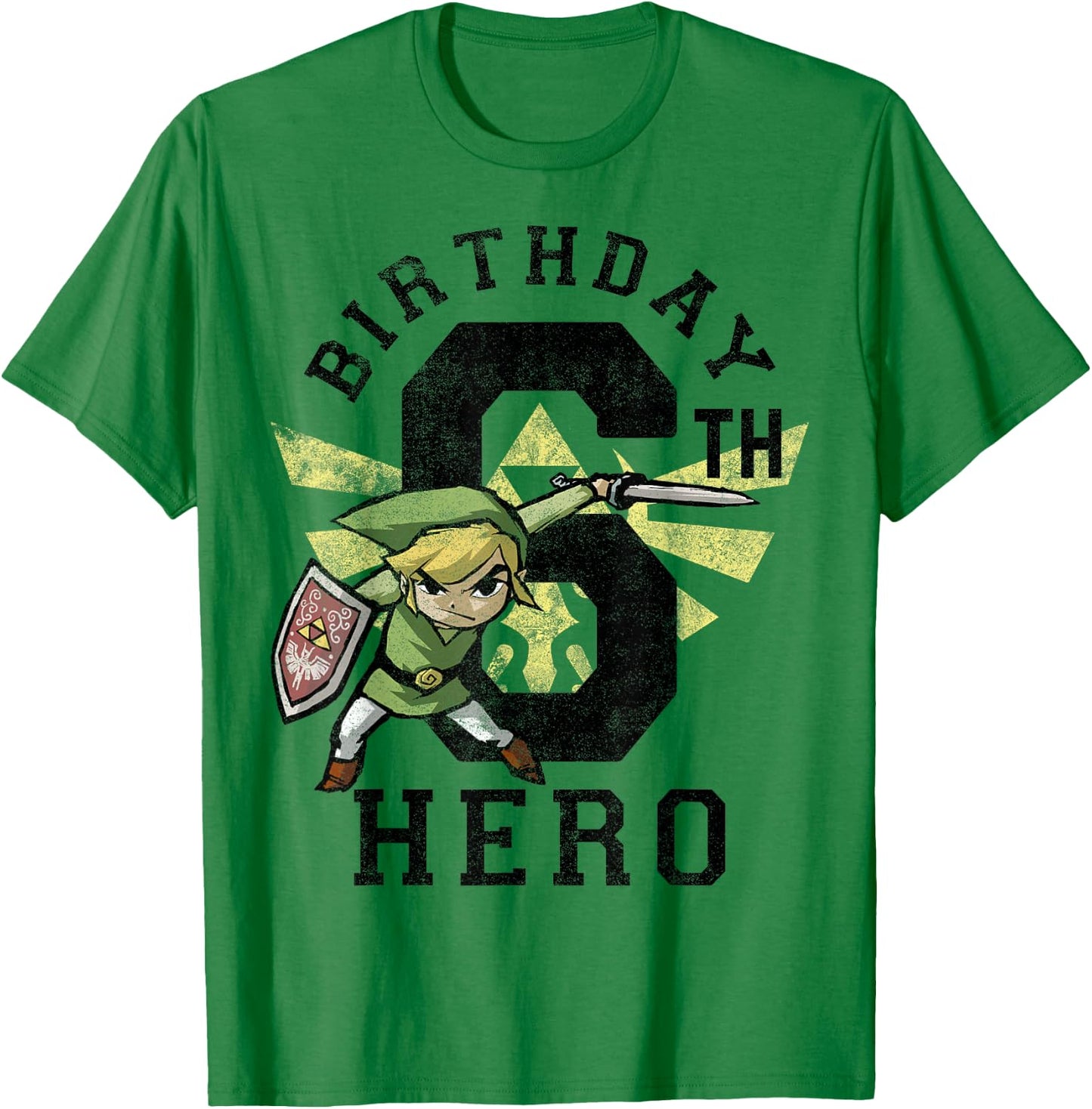 Legend of Zelda Link 6th Birthday Hero Triforce Logo Small T-Shirt - T-Shirt | Irish Green