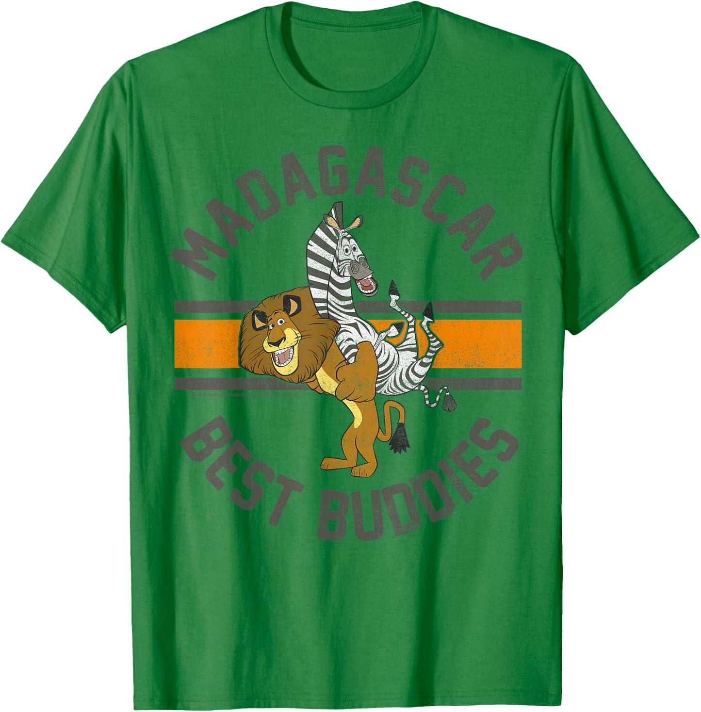 Madagascar Alex and Marty Best Buddies Striped Text Poster T-Shirt - T-Shirt | Irish Green