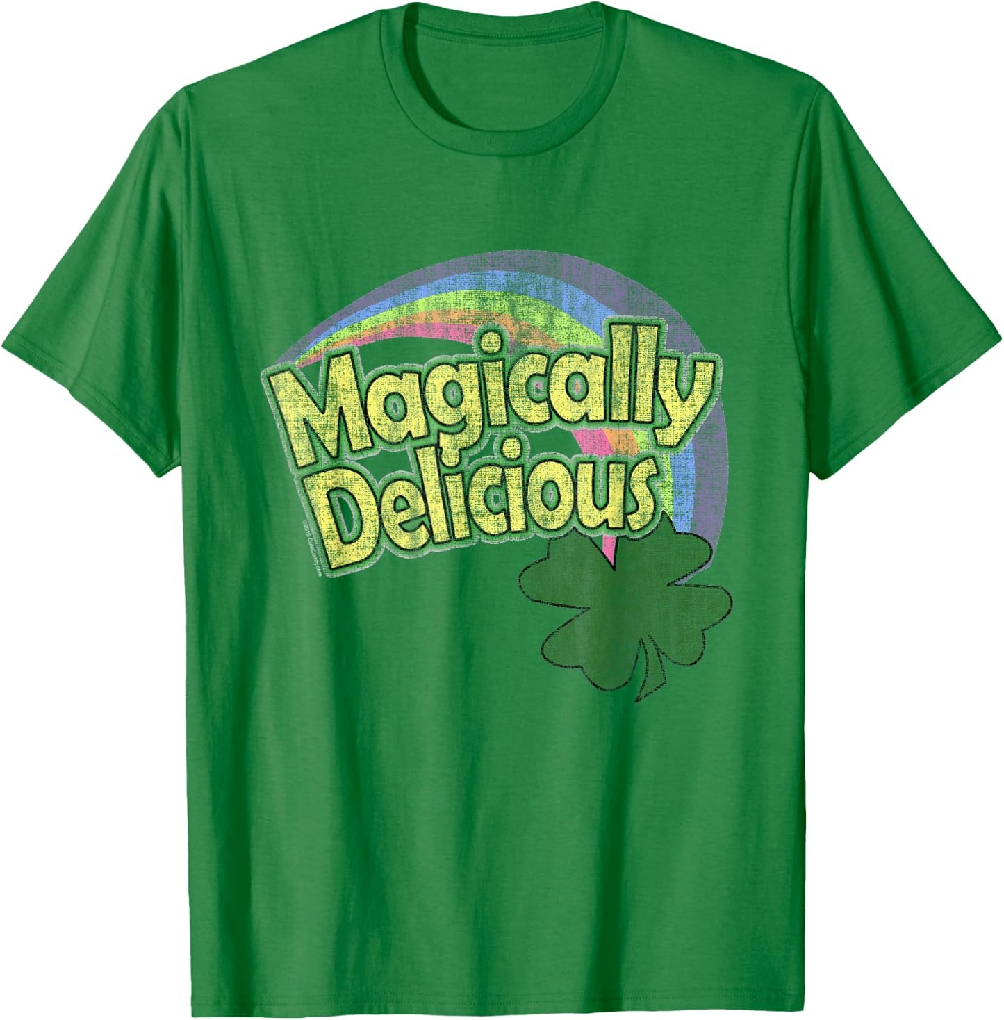 CuteComfy Magically Delicious 80s Vintage St. Patrick's Day Lucky Charm Green Retro Rainbow Short Sleeve - Small - -Adults T-Shirt - T-Shirt | Irish Green