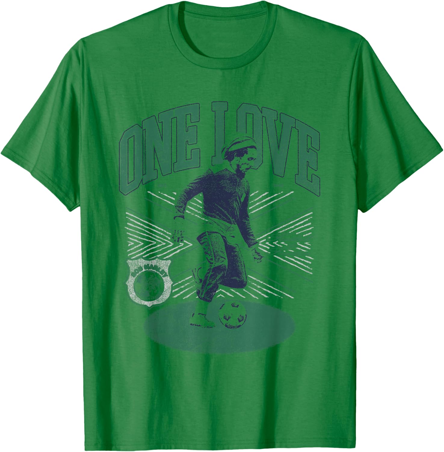 Official Bob Marley One Love Soccer Photo T-Shirt - T-Shirt | Irish Green
