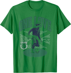 Official Bob Marley One Love Soccer Photo T-Shirt - T-Shirt | Irish Green