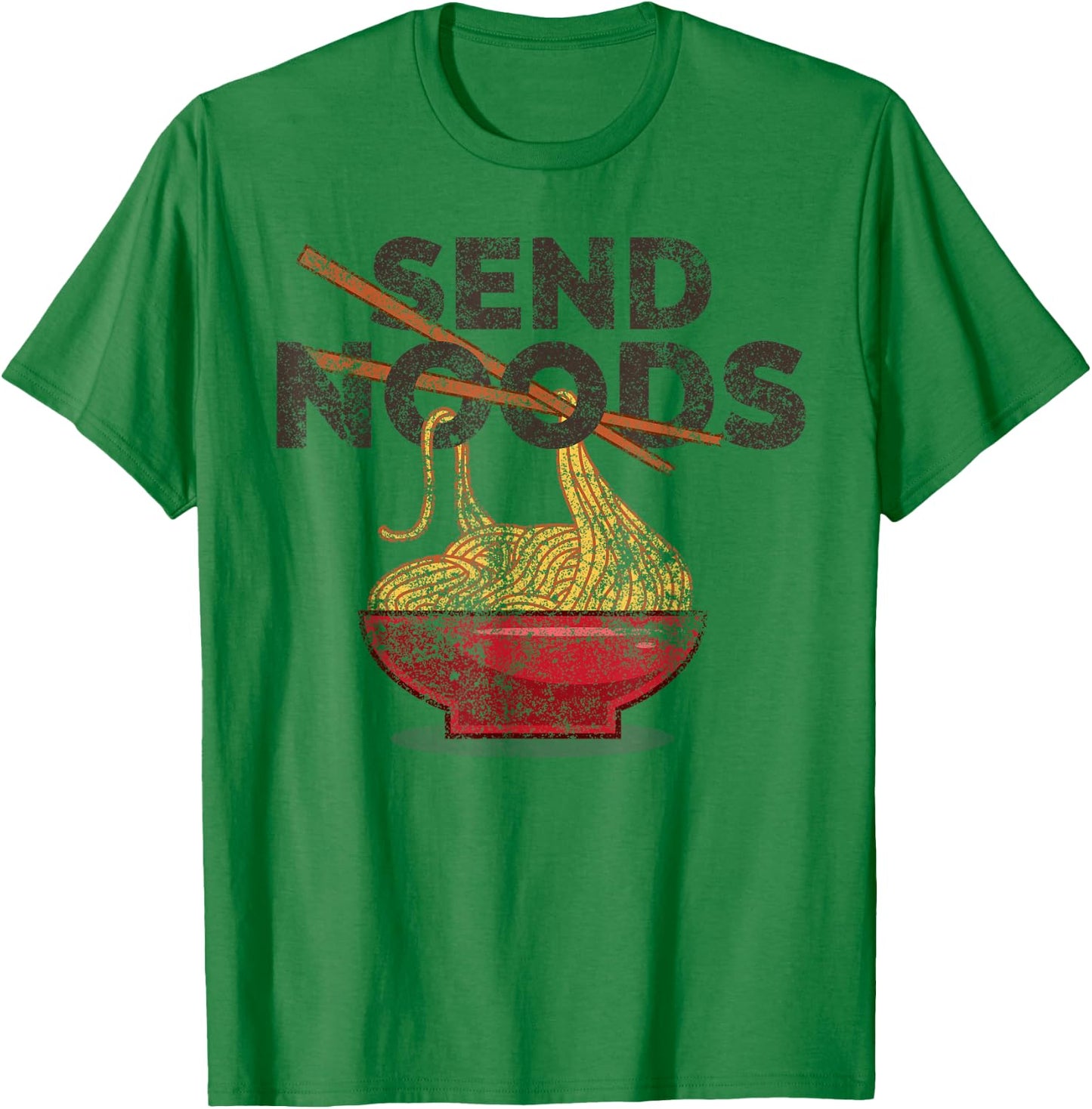 Send Noods Distressed Funny Ramen Noodle T-Shirt - T-Shirt | Irish Green