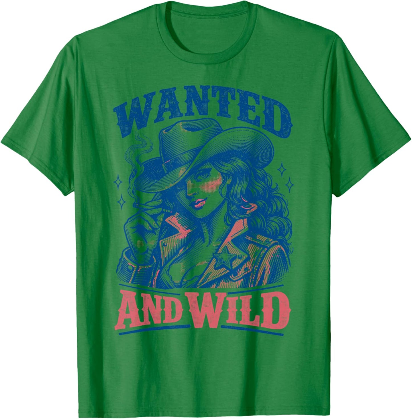 Wanted and Wild Cowgirl Smoking T-Shirt - T-Shirt | Irish Green