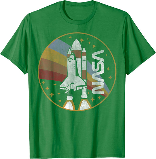 NASA Shuttle Launch with Rainbow C1 T-Shirt - T-Shirt | Irish Green