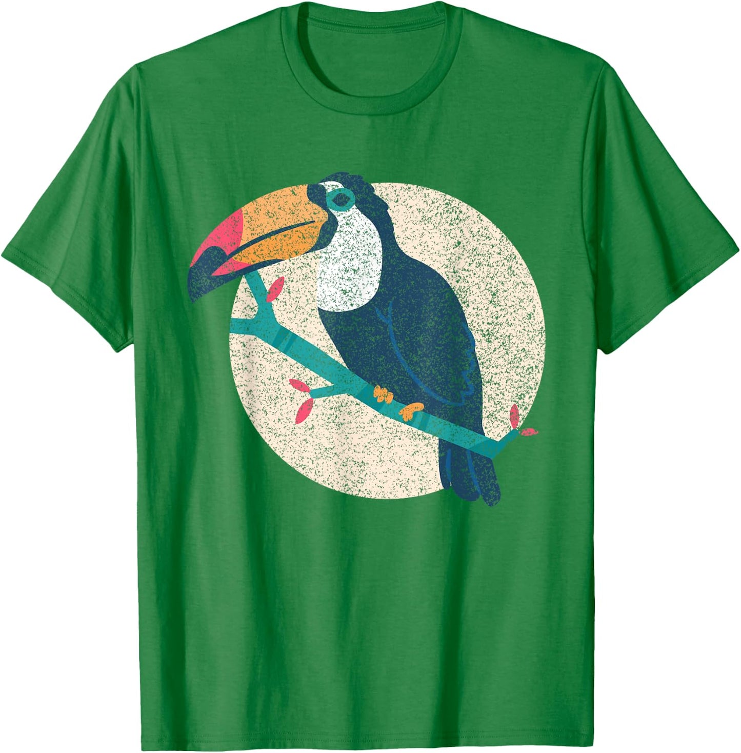 Cool Vintage Distressed Animal Co. - Vintage Distressed Style Toucan - -Adults - Grey - Small - Short Sleeve - Classic Fit - Cotton 50%, Polyester 50% T-Shirt - T-Shirt | Irish Green