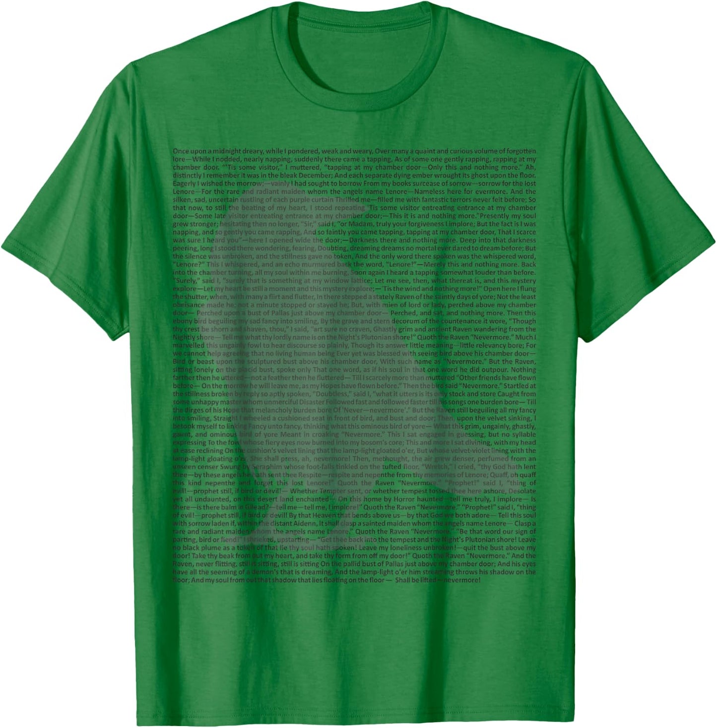 Edgar Allan Poe Poem - The Raven 1 - EAP Tribute Fan T-Shirt - T-Shirt | Irish Green