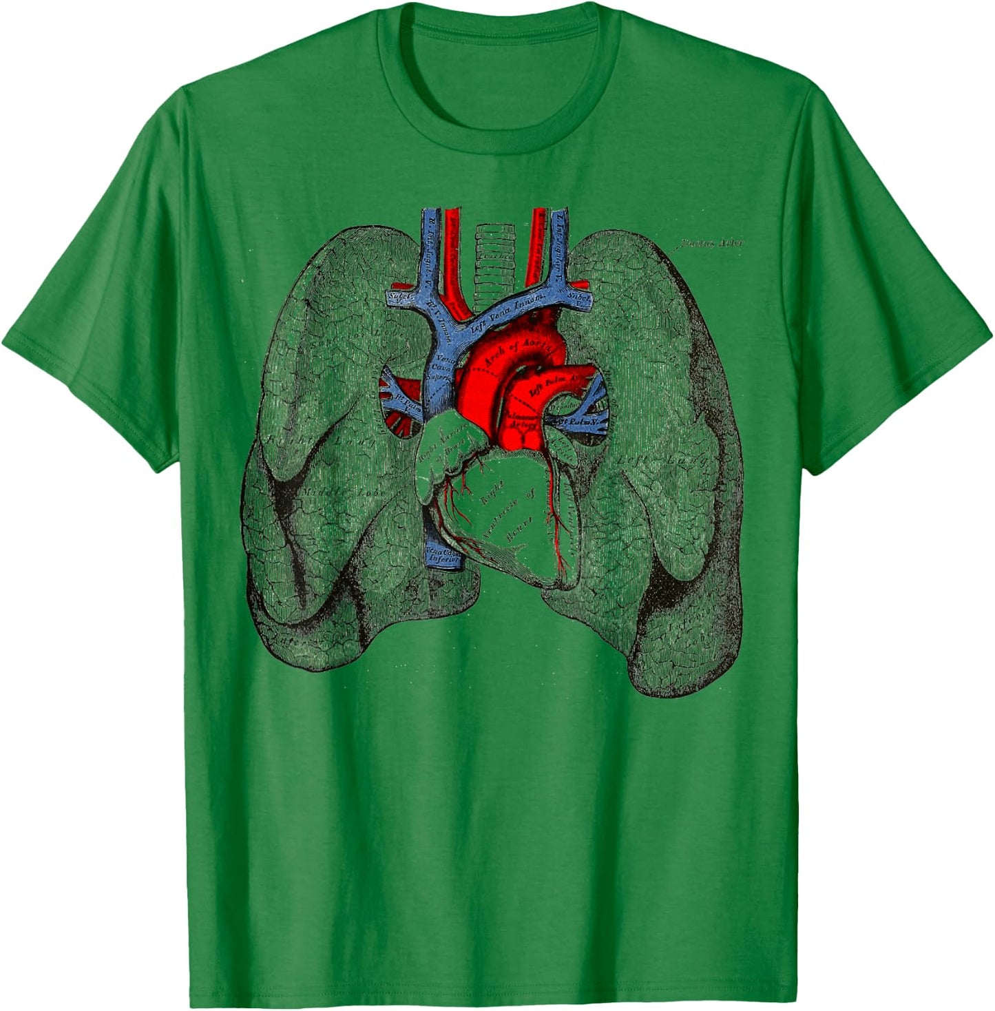 Human Heart Lungs Vintage Medical Anatomy Human Lungs Heart T-Shirt - T-Shirt | Irish Green