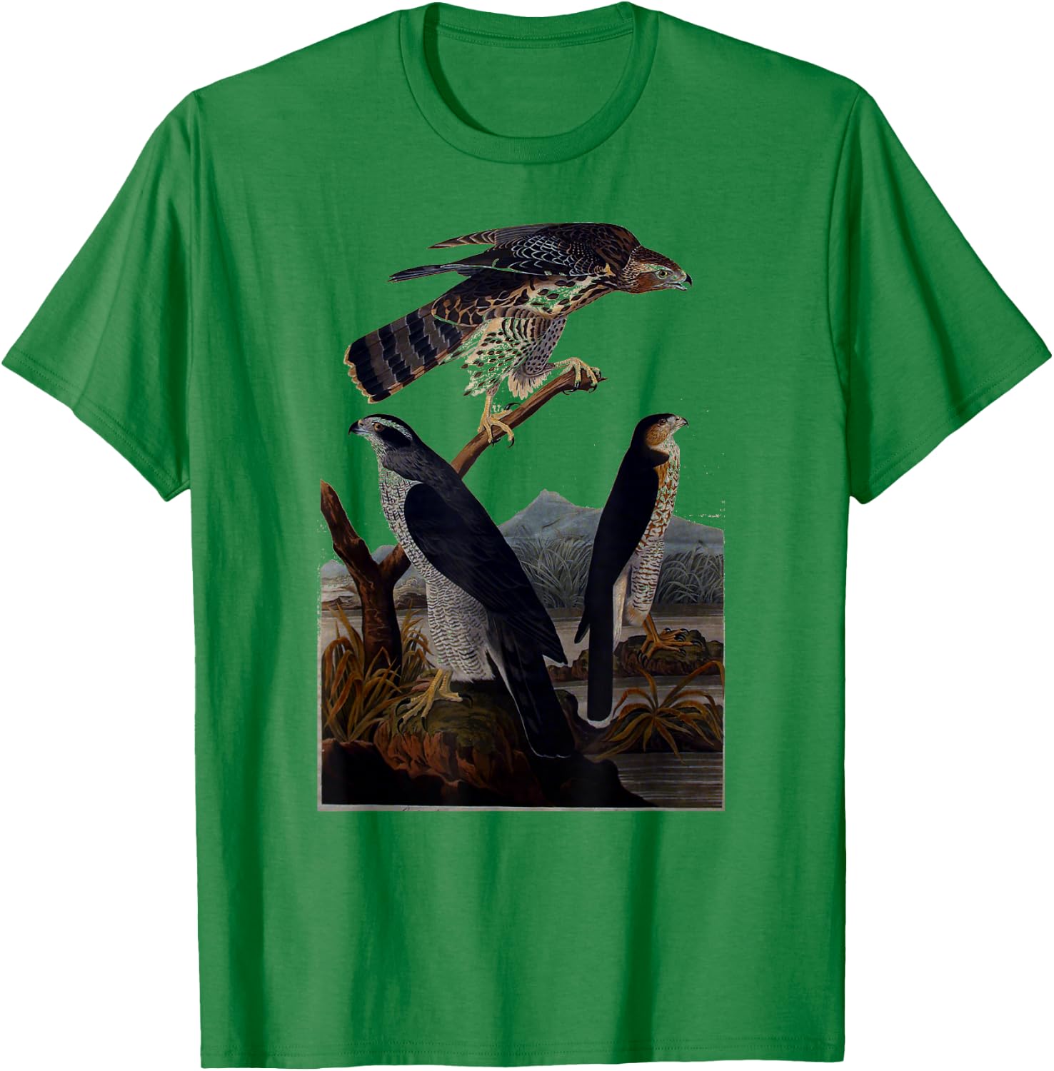 Goshawk Birds of Prey Hawk Air Raptors vintage Graphic T-Shirt - T-Shirt | Irish Green