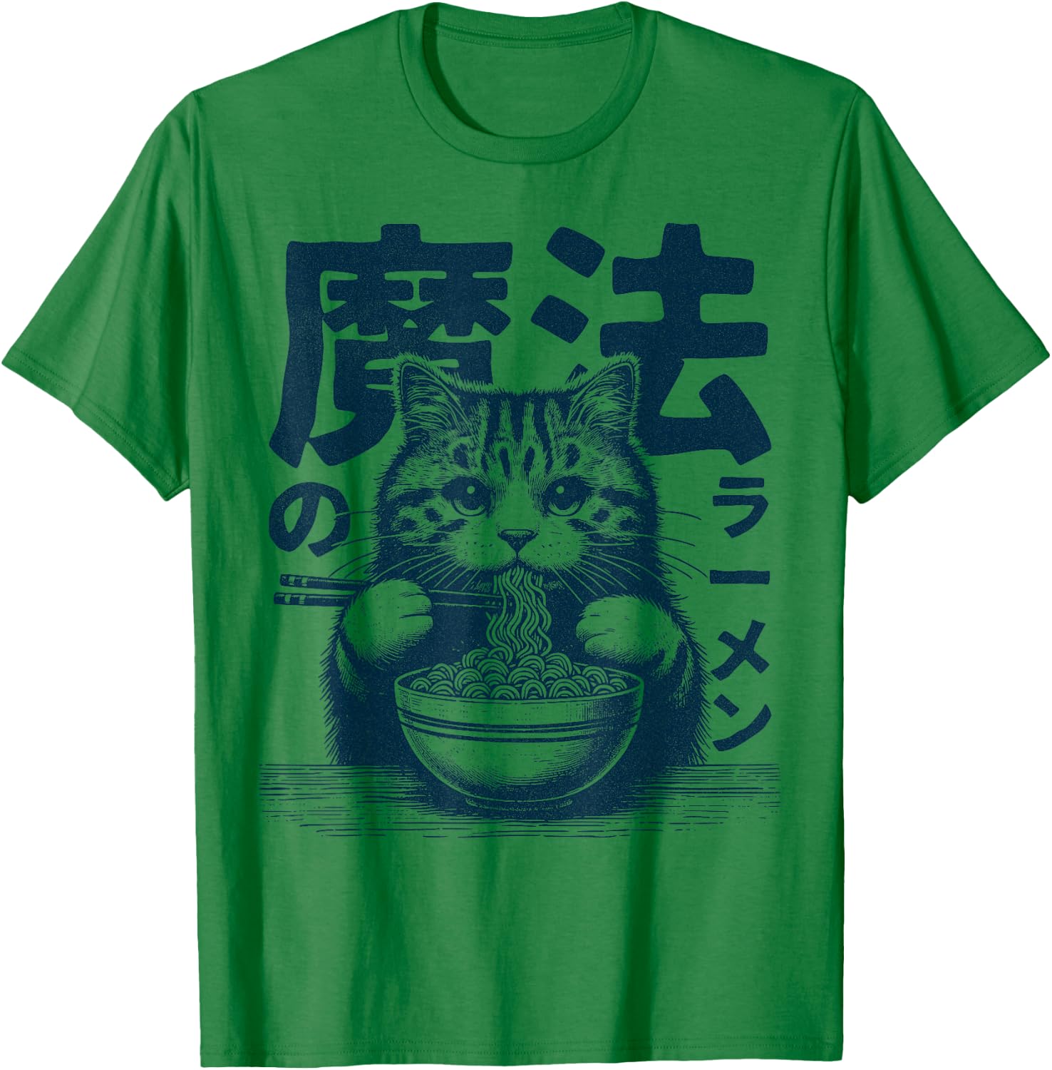 Ramen Cat - Kitten eating Ramen - Neko Ramen Cat T-Shirt - T-Shirt | Irish Green