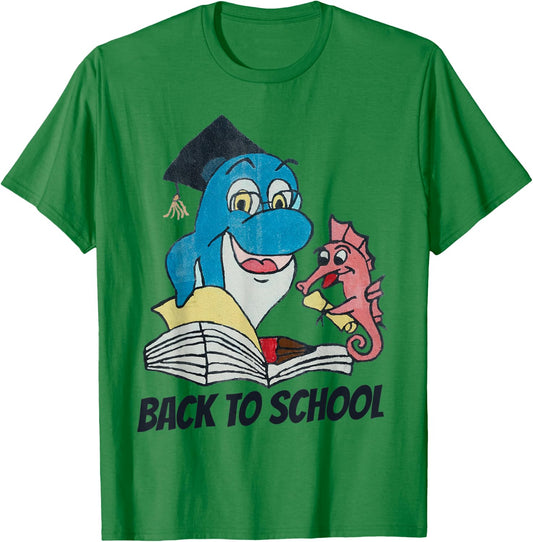 Back To School Funny Dolphin Teacher Seahorse Student Gift Men Women Kids T-Shirt - T-Shirt | Irish Green