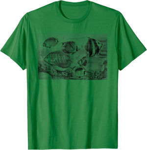 Vintage Tropical Fish Print T-Shirt - T-Shirt | Irish Green