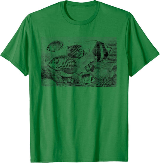 Vintage Tropical Fish Print T-Shirt - T-Shirt | Irish Green