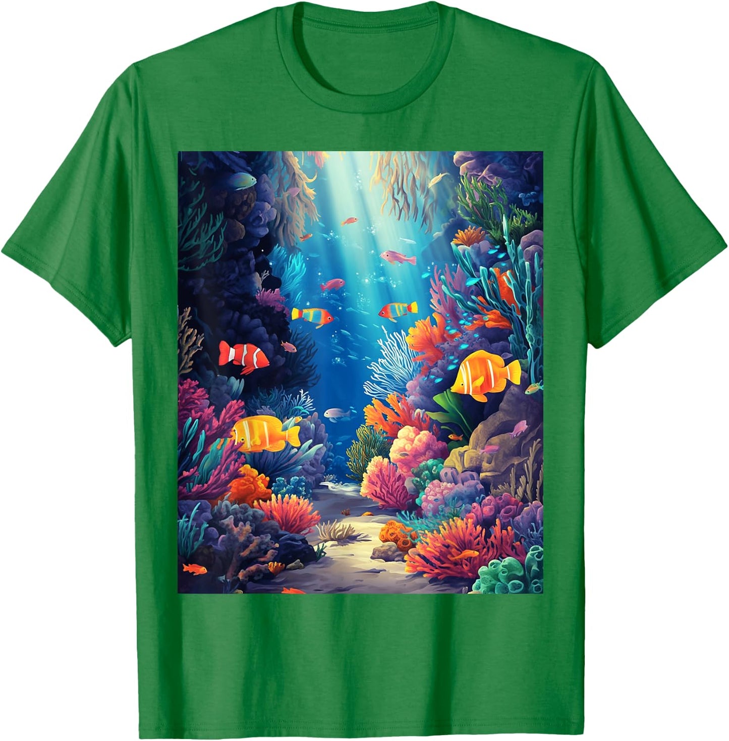Vibrant Tropical Fish Coral Reef Ocean T-Shirt - T-Shirt | Irish Green
