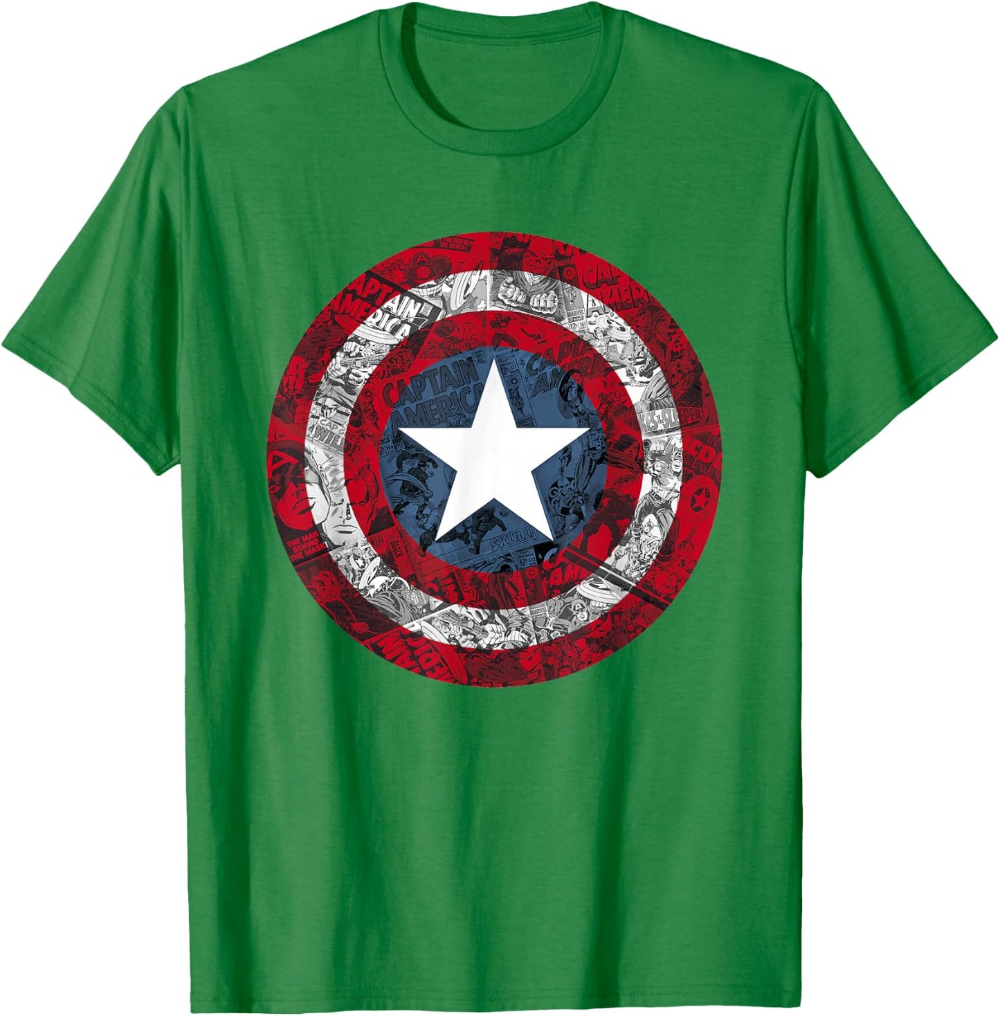 Marvel Captain America Avengers Shield Comic C1 T-Shirt - T-Shirt | Irish Green